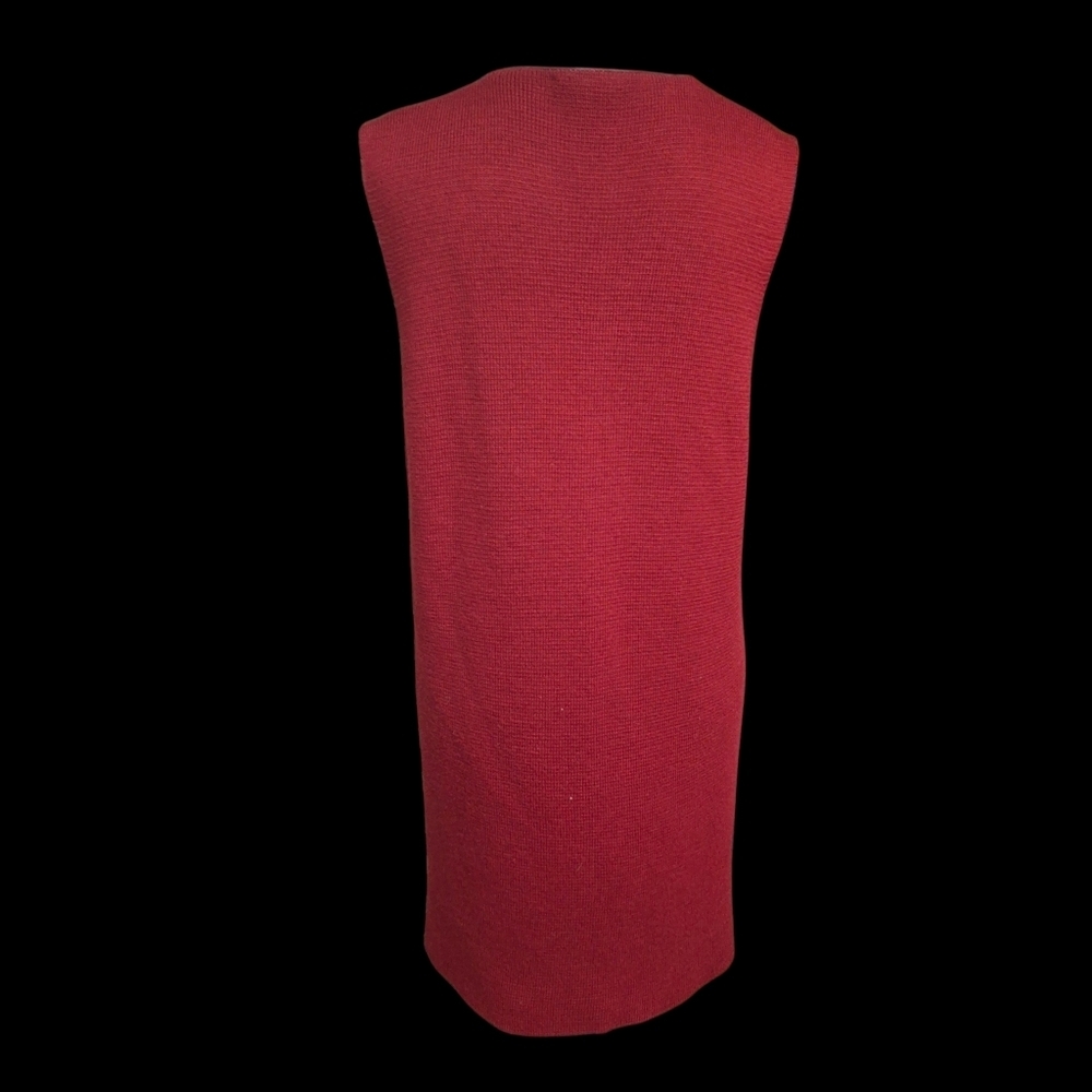 Cocogio Open-Front Sleeveless Pocket Merino Wool Maroon Long Vest Sweater Medium - Picture 5 of 16